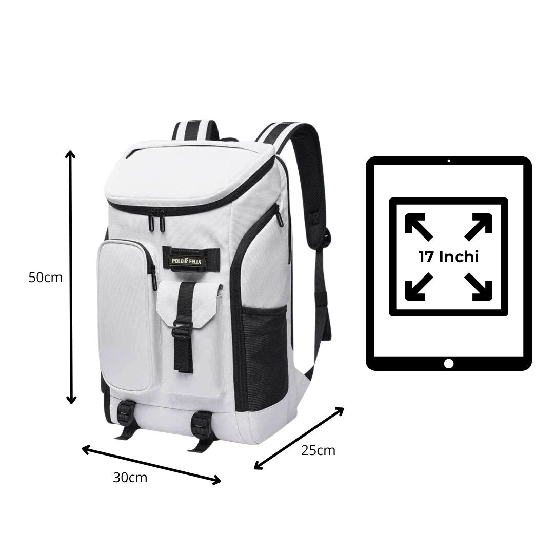 Tas Ransel Laptop Multifungsi Backpack Sporty – Legacy Chich PU – Putih - Gambar 5