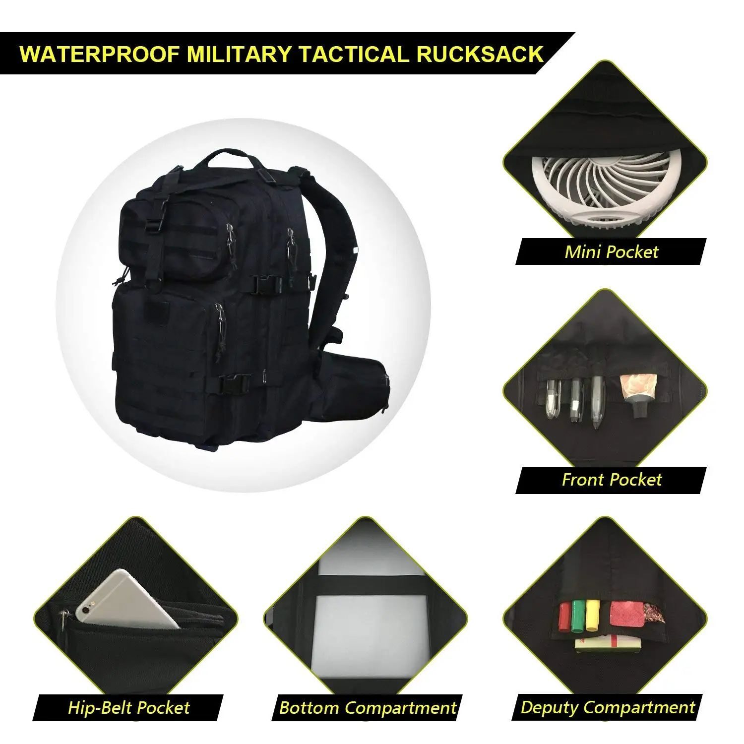 Backpack Militer 35L - Militer Kanvas - Gambar 6