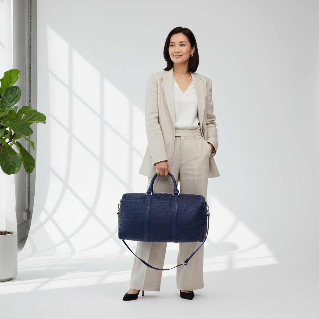 Duffle bag Tas Travel Tas Pakaian Anyaman Kulit PVC - Gambar 8